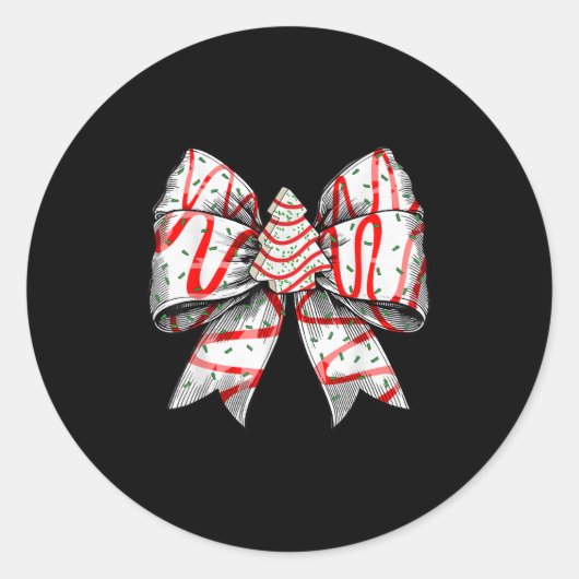 Coquette Bow Christmas Tree Cake Christmas Vibes G Ronde Sticker (Voorkant)