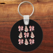 Coquette Bow Christmas Tree Cakes Xmas Family Paja Sleutelhanger (Voorkant)