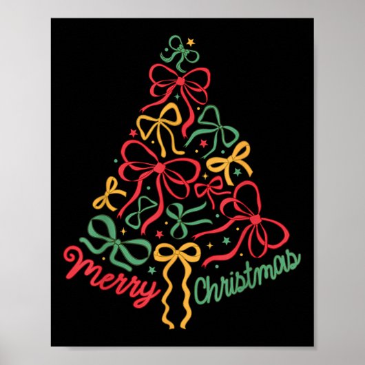 Coquette Bow Christmas Tree Girly Xmas Holiday Wom Poster (Voorkant)