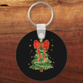 Coquette Bow Christmas Tree Xmas Holiday Girly Out Sleutelhanger (Voorkant)