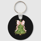 Coquette Bow Christmas Tree Xmas Holiday Girly Out Sleutelhanger (Voorkant)
