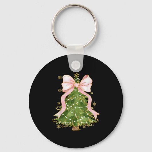 Coquette Bow Christmas Tree Xmas Holiday Girly Out Sleutelhanger (Voorkant)