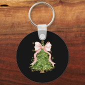 Coquette Bow Christmas Tree Xmas Holiday Girly Out Sleutelhanger (Voorkant)