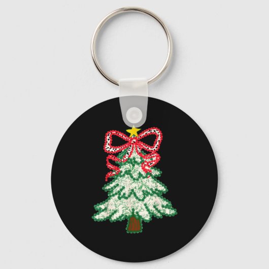 Coquette Bow Christmas Tree Xmas Holiday Girly Out Sleutelhanger (Voorkant)