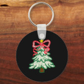 Coquette Bow Christmas Tree Xmas Holiday Girly Out Sleutelhanger (Voorkant)