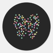 Coquette Bow Christmas Xmas Lights Pajamas Holiday Ronde Sticker (Voorkant)