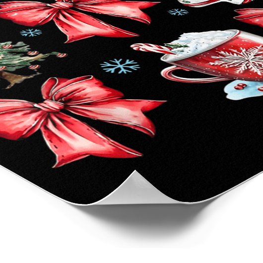 Coquette Bow Cocoa Santa Christmas Xmas Tree Pajam Poster (Hoek)