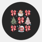 Coquette Bow Cocoa Santa Christmas Xmas Tree Pajam Ronde Sticker (Voorkant)