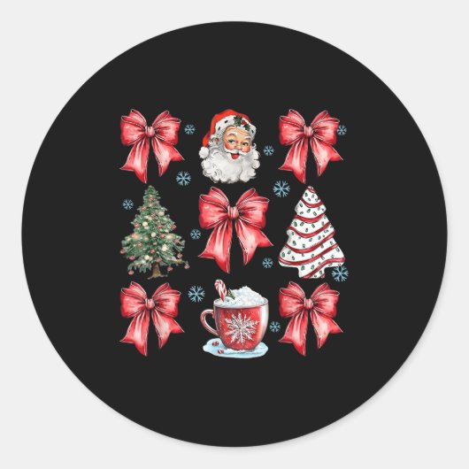 Coquette Bow Cocoa Santa Christmas Xmas Tree Pajam Ronde Sticker (Voorkant)