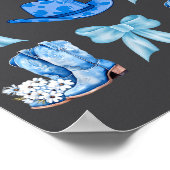 Coquette Bow Cowgirl Boots Blue Bows Hat Western R Poster (Hoek)