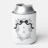 Coquette Bow Crest Monogram Frans Huwelijksgunst Blikjeskoeler (Blikje Voorkant)