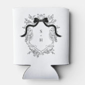 Coquette Bow Crest Monogram Frans Huwelijksgunst Blikjeskoeler (Achterkant)