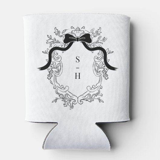 Coquette Bow Crest Monogram Frans Huwelijksgunst Blikjeskoeler (Achterkant)