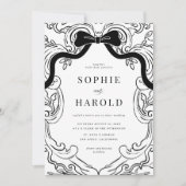 Coquette Bow Crest Monogram Huwelijk Kaart (Voorkant)