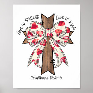 Coquette Bow Cross Valentijnsdag Jesus Bible Vers Poster