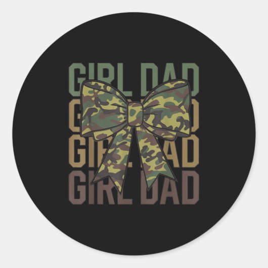 Coquette Bow Dad Of Girl Camo Camouflage Dad Hunti Ronde Sticker (Voorkant)