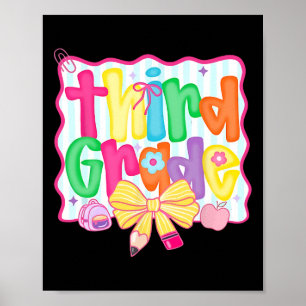 Coquette Bow derde klas terug naar school 3e klas Poster