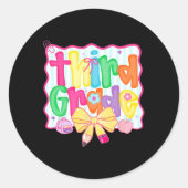 Coquette Bow derde klas terug naar school 3e klas Ronde Sticker (Voorkant)