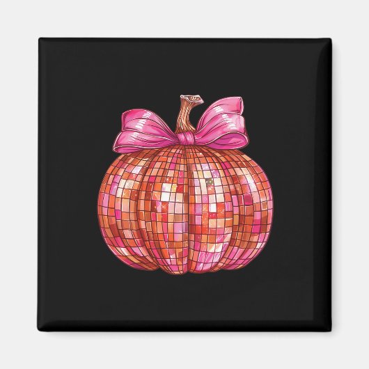 Coquette Bow Disco Ball Pumpkin Schattige Girly Ha Magneet (Voorkant)