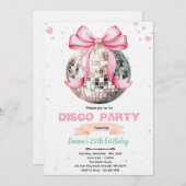 Coquette Bow Disco Party Invitation Kaart (Voorkant / Achterkant)