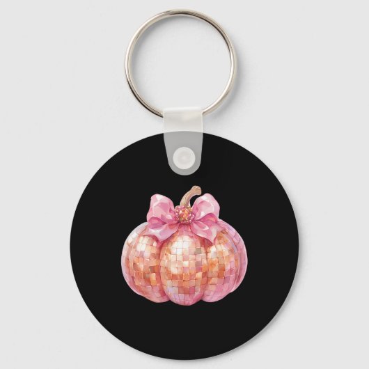 Coquette Bow Disco Pompoen Herfst Herfst Funny Hal Sleutelhanger (Voorkant)