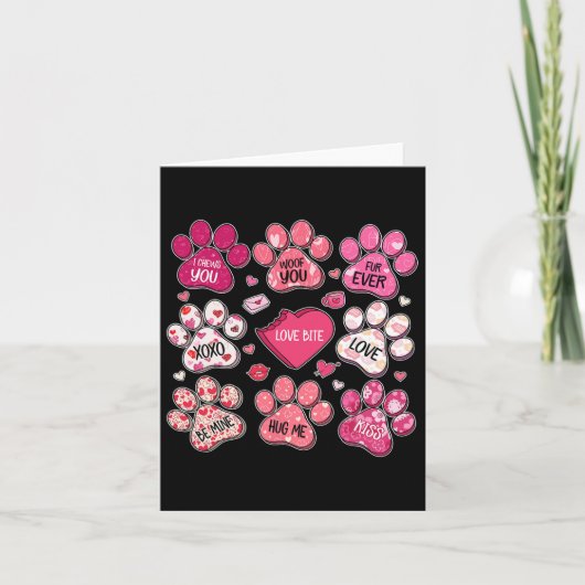 Coquette Bow Dog Paw Print Hart Valentijn Hond Mam Kaart (Voorkant)