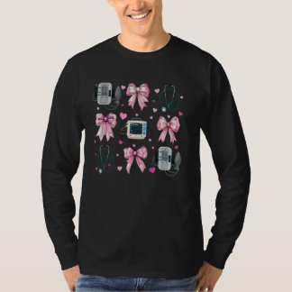 Coquette Bow Emergency Nurse ER Nurse Pink Mom Gir T-shirt
