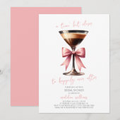 Coquette Bow Espresso Martini Vrijgezellenfeest Kaart (Voorkant / Achterkant)