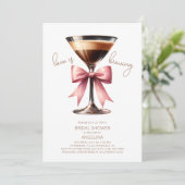 Coquette Bow Espresso Martini Vrijgezellenfeest Kaart (Staand voorkant)