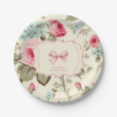 Coquette Bow Fancy Een Meisje 1e Verjaardag Papieren Bordje (Voorkant)