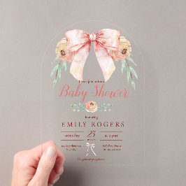 Coquette Bow Floral Baby shower Acryl Uitnodigingen