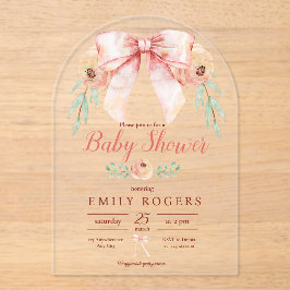 Coquette Bow Floral Baby shower Acryl Uitnodigingen