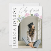 Coquette Bow & Floral Graduation Invitation Kaart (Achterkant)