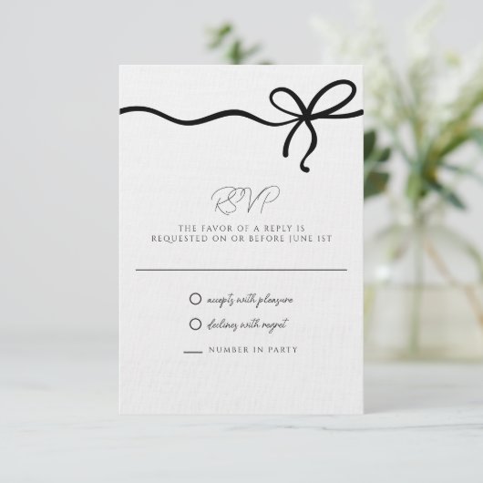 Coquette Bow formele bruiloft RSVP (Staand voorkant)