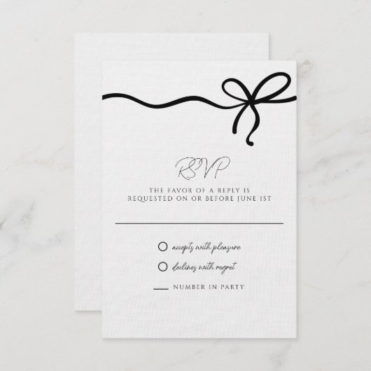 Coquette Bow formele bruiloft RSVP (Voorkant / Achterkant)