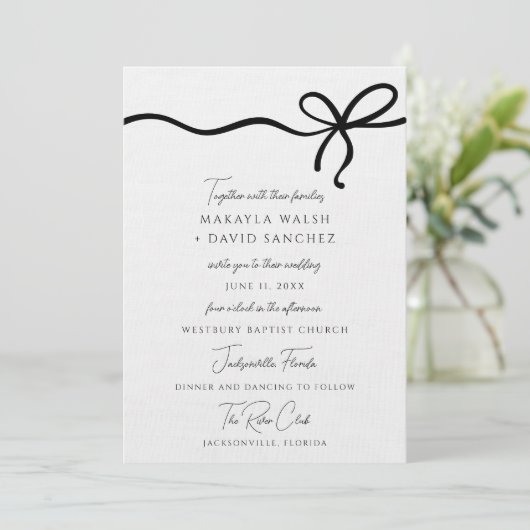 Coquette Bow formele bruiloft uitnodiging (Staand voorkant)