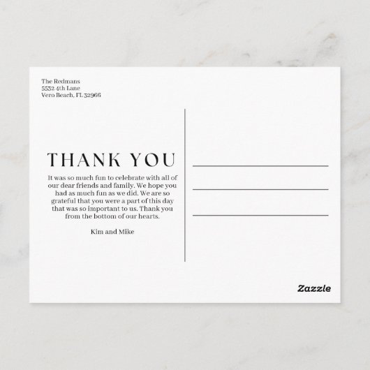 Coquette Bow foto bruiloft Dank u Briefkaart (Achterkant)