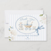 Coquette Bow French vintage carriage Baby Shower Bedankkaart (Voorkant)