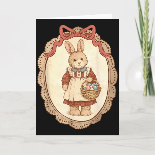 Coquette Bow Funny Bunny Eggs Rabbit Happy Easter Kaart (Voorkant)