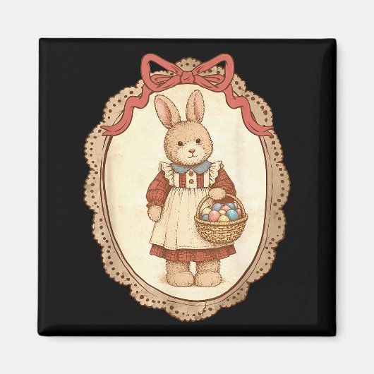 Coquette Bow Funny Bunny Eggs Rabbit Happy Easter Magneet (Voorkant)