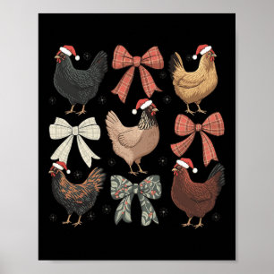 Coquette Bow Funny Chicken Christmas Boerderij Ani Poster