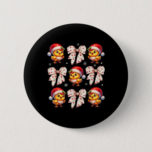 Coquette Bow Funny Chicken Christmas Boerderij Ani Ronde Button 5,7 Cm (Voorkant)