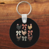 Coquette Bow Funny Chicken Christmas Boerderij Ani Sleutelhanger (Voorkant)