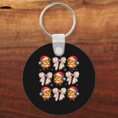 Coquette Bow Funny Chicken Christmas Boerderij Ani Sleutelhanger (Voorkant)