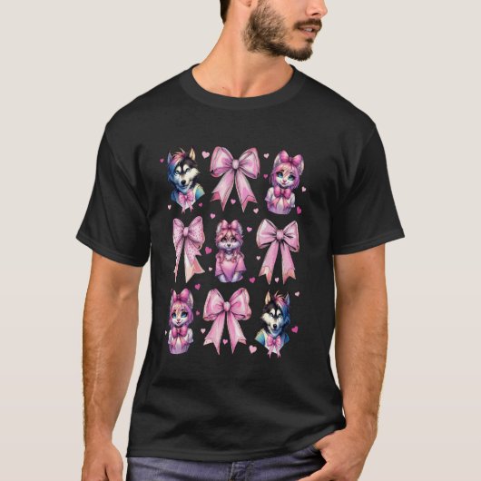 Coquette Bow Furry Fandom Fursona Fursuit Schattig T-shirt (Voorkant)