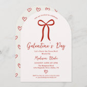 Coquette Bow Galentine's Day Invitation Kaart (Voorkant / Achterkant)