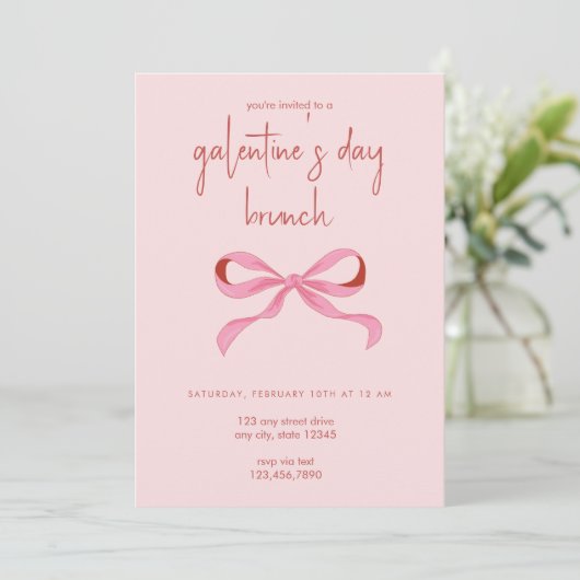 Coquette Bow Galentine's Day Party Kaart (Staand voorkant)