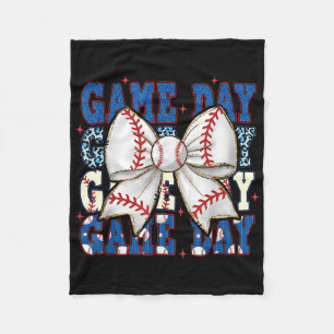 Coquette Bow Game Day Baseball Softbal Funny Chee Fleece Deken
