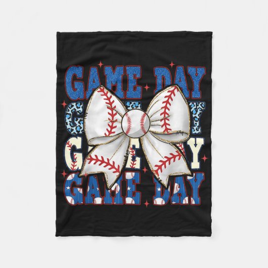 Coquette Bow Game Day Baseball Softbal Funny Chee Fleece Deken (Voorkant)