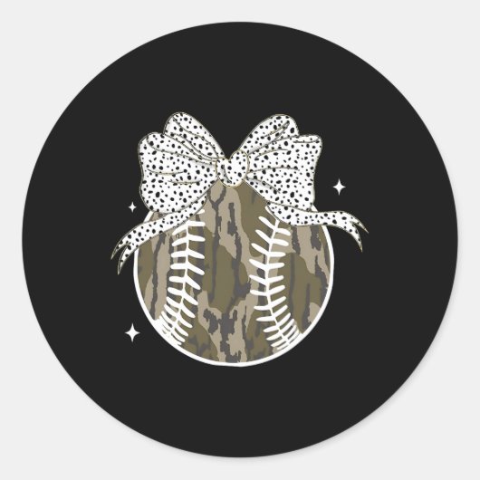 Coquette Bow Game Day Verkoop Softll Camouflage Ch Ronde Sticker (Voorkant)